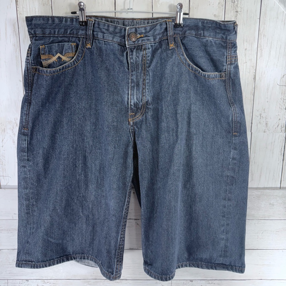 VTG 90s Ecko Unlitd 1972 Dark Wash  Embroidered Baggy Loose Men’s Shorts Y2K 40W